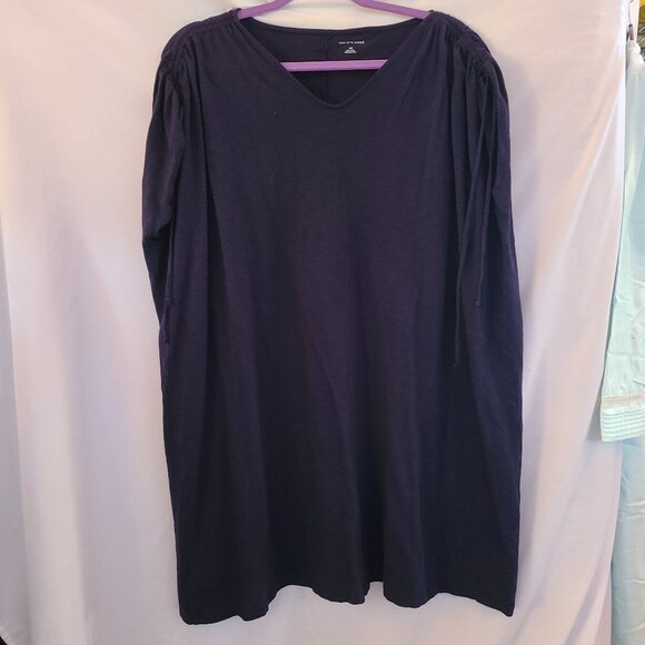 Saks Fifth Avenue Navy Blue Cotton Modal Cover Up Drawstring Shoulders SZ L - Picture 1 of 5
